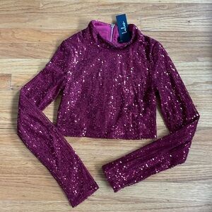 Maroon Sequin Longsleeve Top